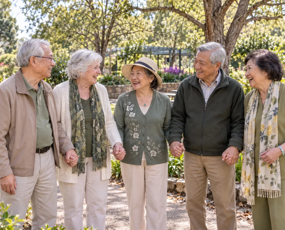 People holding hands together during a community activity