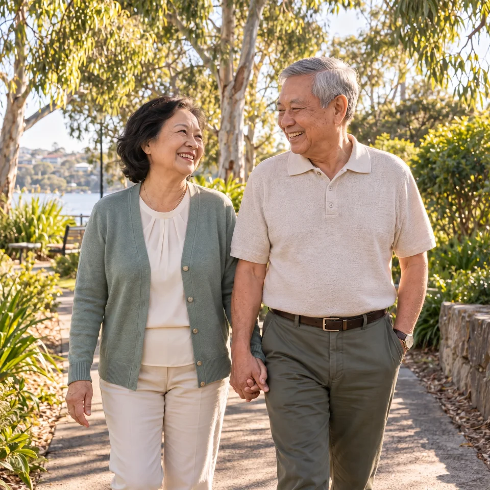 An older couple sharing a happy moment together outdoors